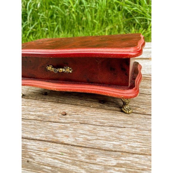 Vintage Footed Jewelry Box Lift top Wood - Picture 2 of 10